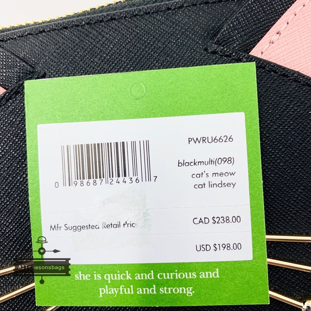 Kate spade cat’s meow Lindsey wallet black new - Picture 3 of 4